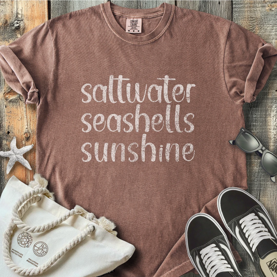 Saltwater seashells sunshine T-Shirt T3D25BW