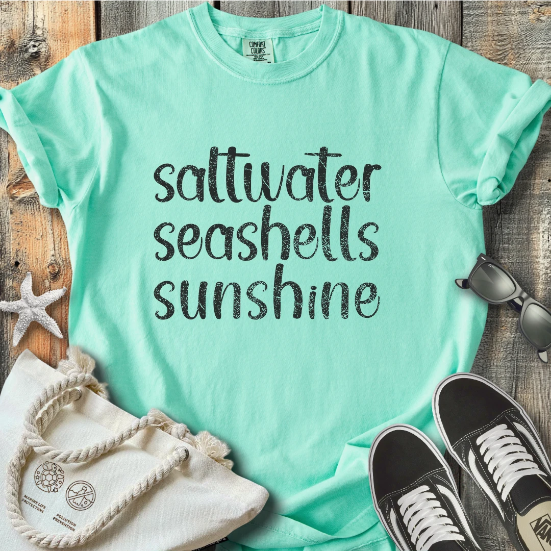 Saltwater seashells sunshine T-Shirt T3D25BW