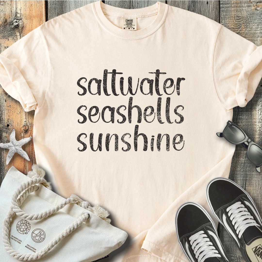 Saltwater seashells sunshine T-Shirt T3D25BW