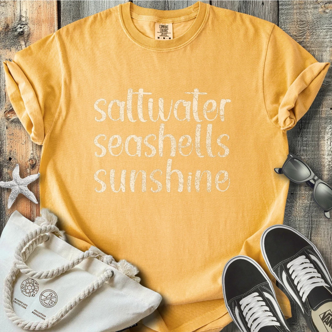 Saltwater seashells sunshine T-Shirt T3D25BW