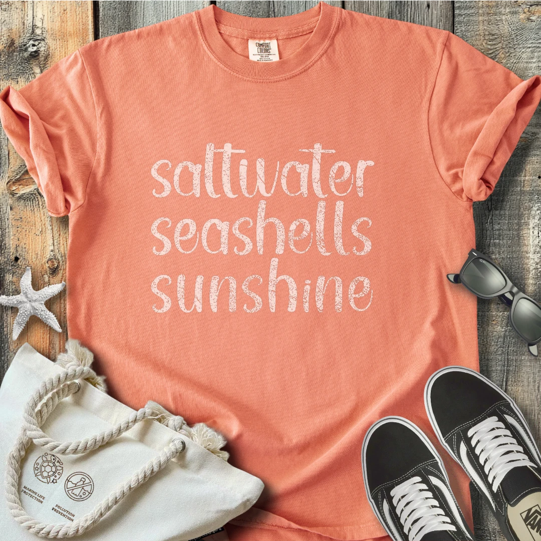 Saltwater seashells sunshine T-Shirt T3D25BW