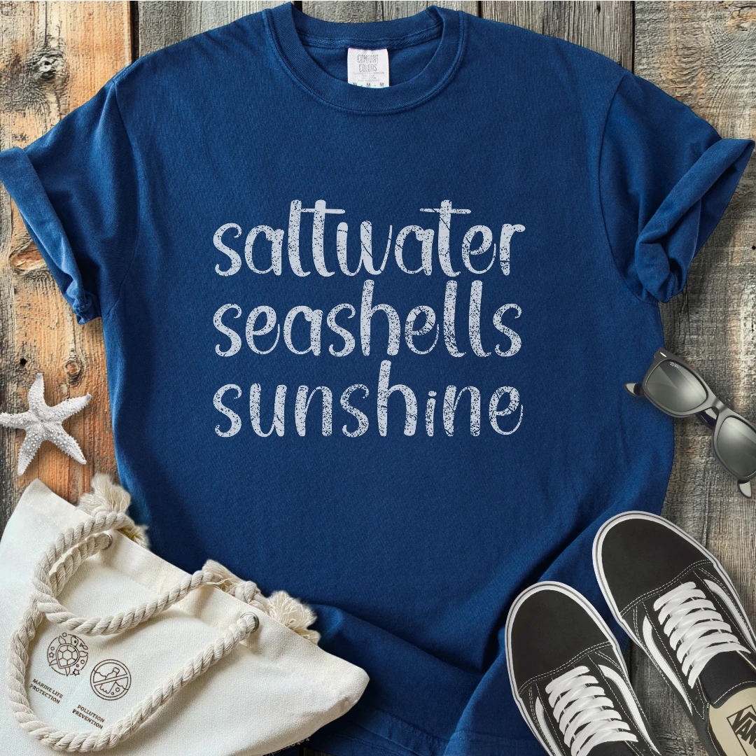 Saltwater seashells sunshine T-Shirt T3D25BW