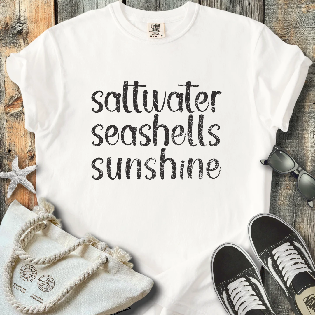Saltwater seashells sunshine T-Shirt T3D25BW