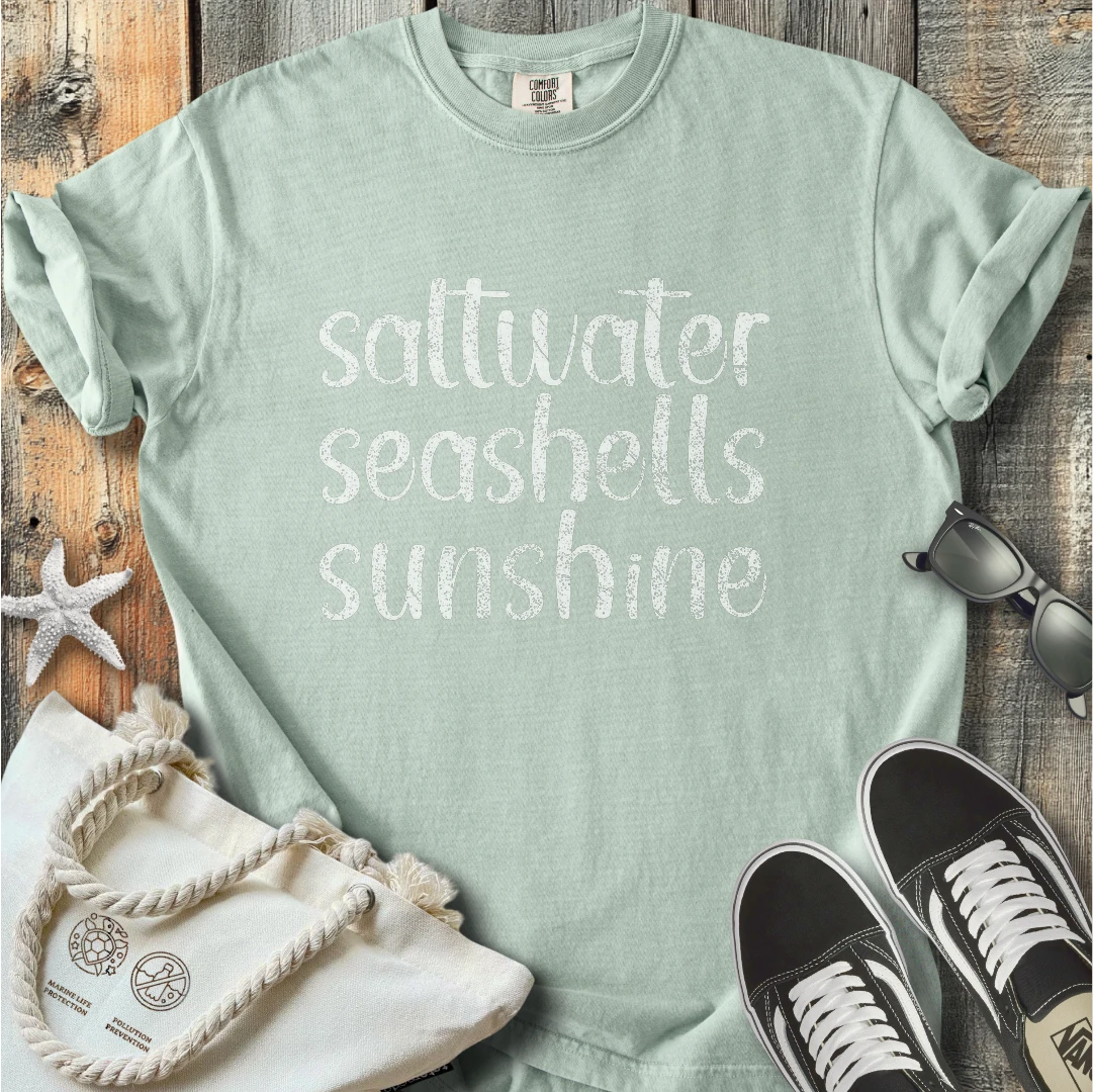 Saltwater seashells sunshine T-Shirt T3D25BW