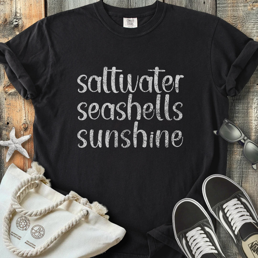 Saltwater seashells sunshine T-Shirt T3D25BW