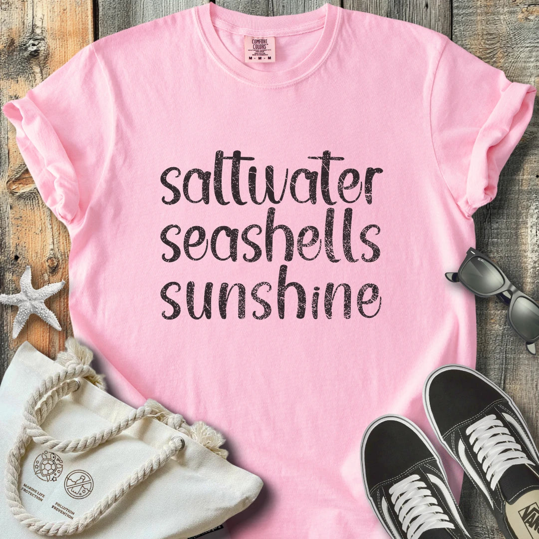 Saltwater seashells sunshine T-Shirt T3D25BW