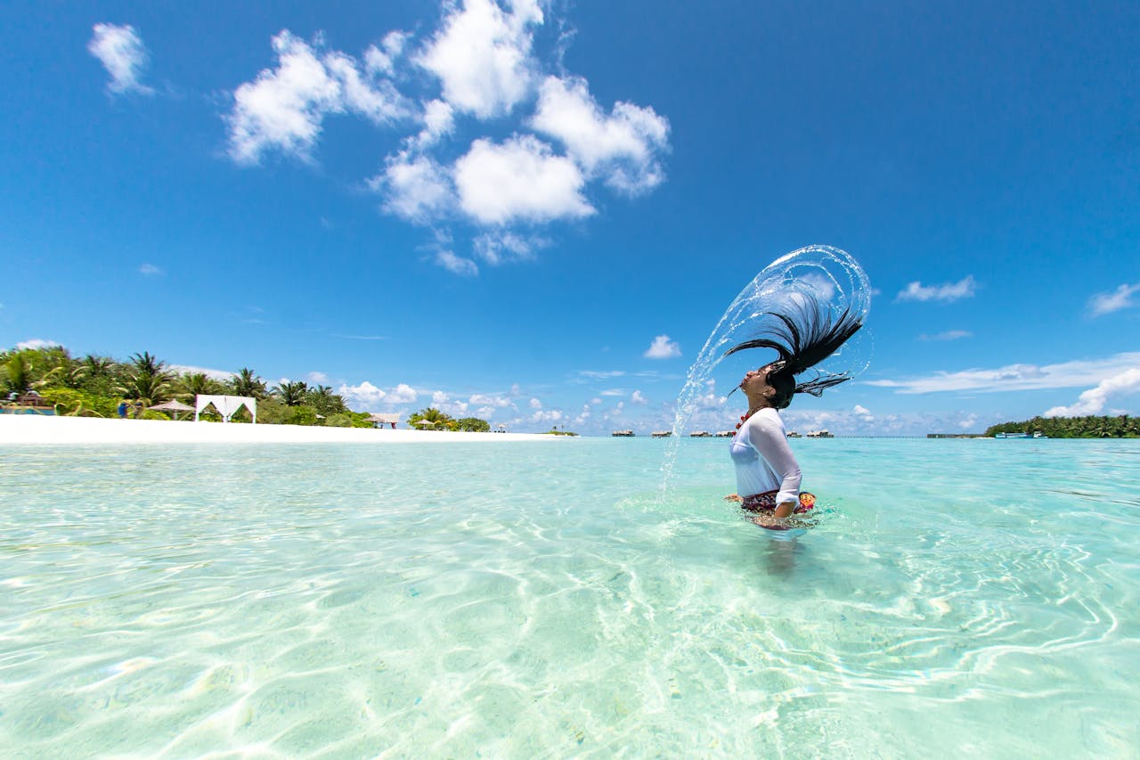 Woman Swimming Seashore  