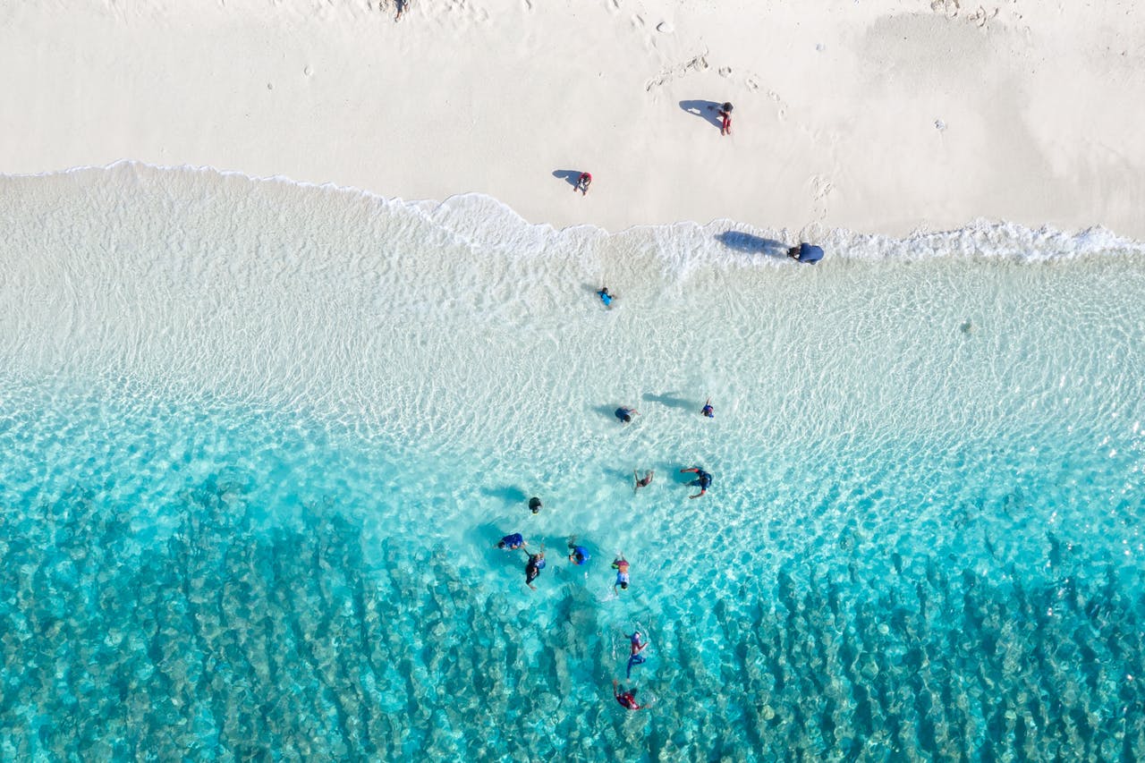 People enjoying beach